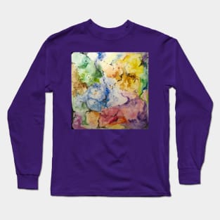 Deconstructed Watercolor Floral Long Sleeve T-Shirt